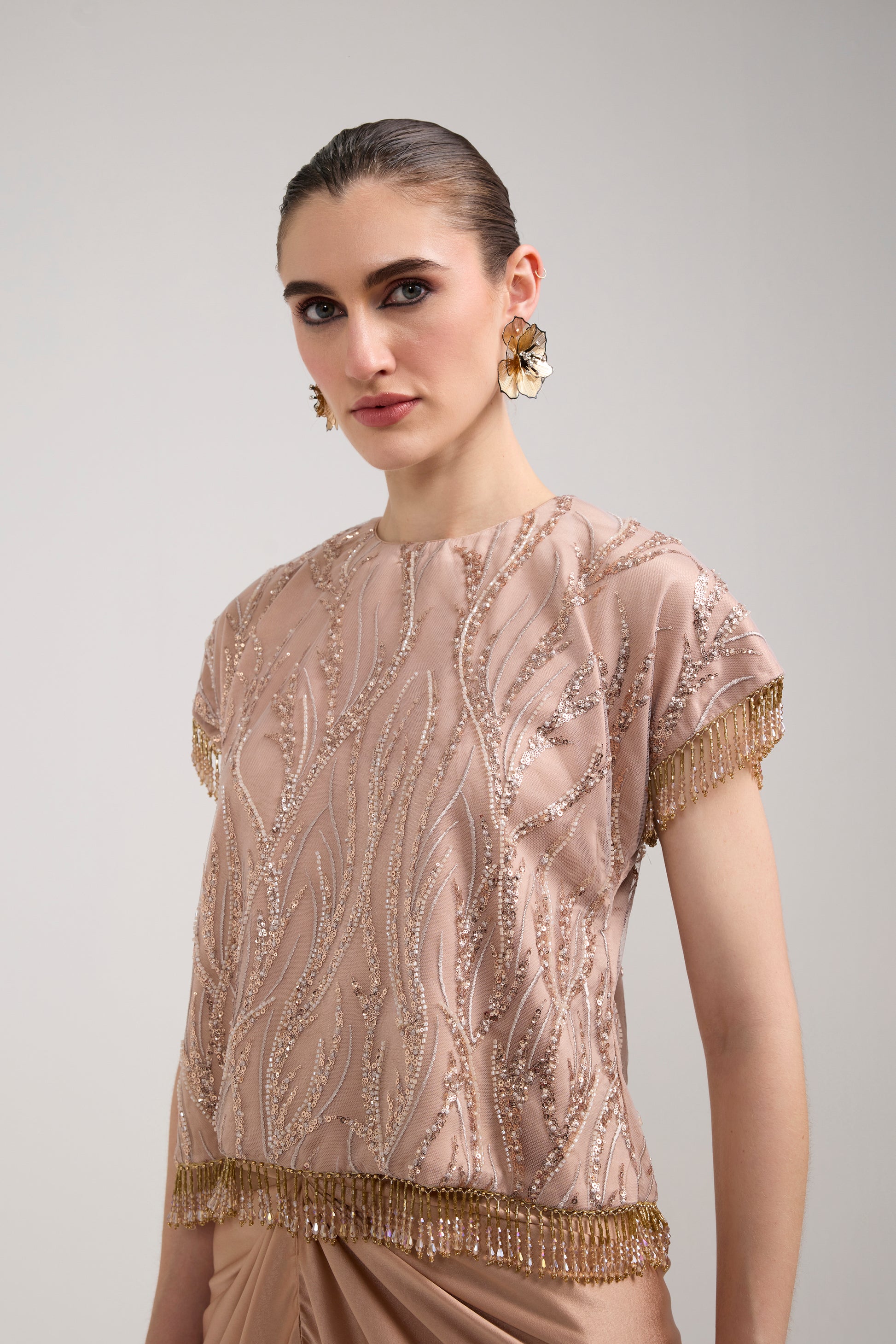 Golden Radiance Floral Statement Earrings