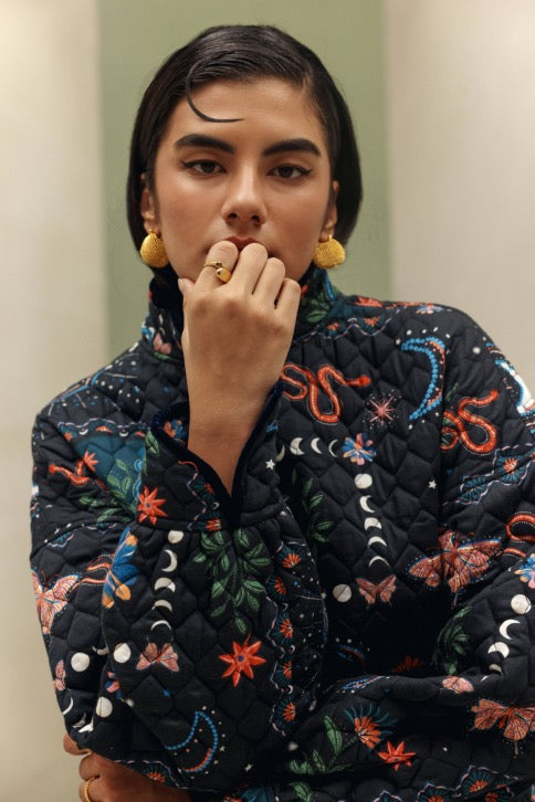 Exotic Textured Gold Dome Hoop Earrings