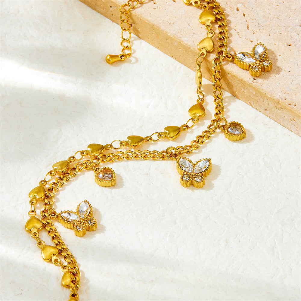 Fluttering Heart Duo Layered Bracelet