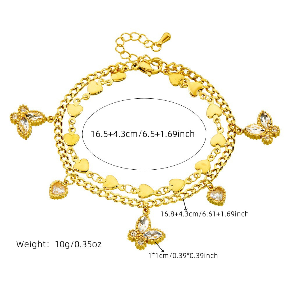Fluttering Heart Duo Layered Bracelet