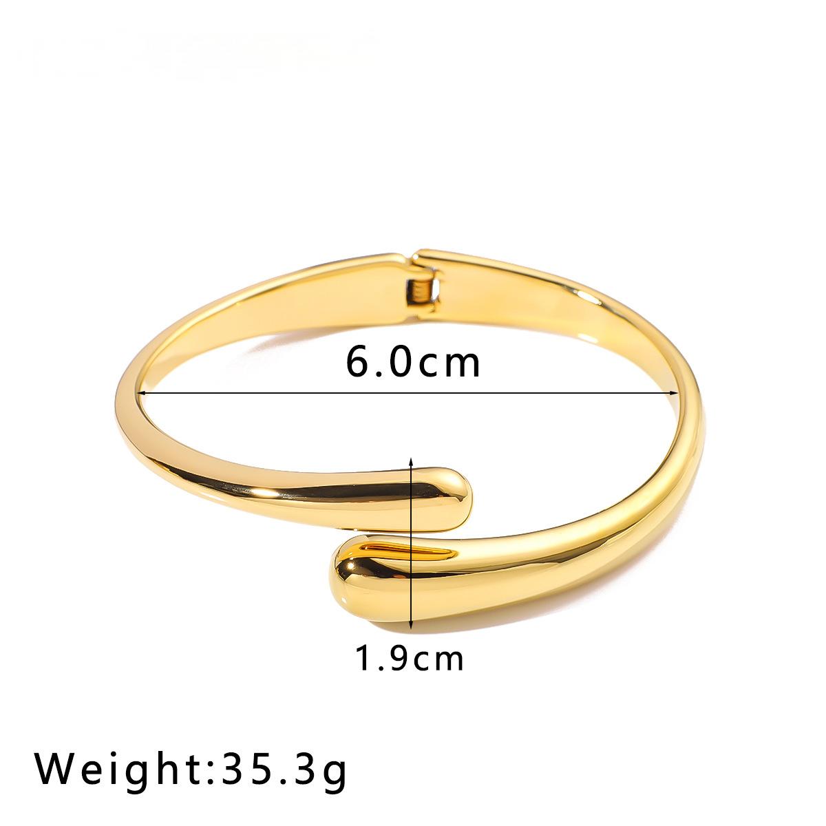 Golden Fluid Curve Open Bangle Bracelet