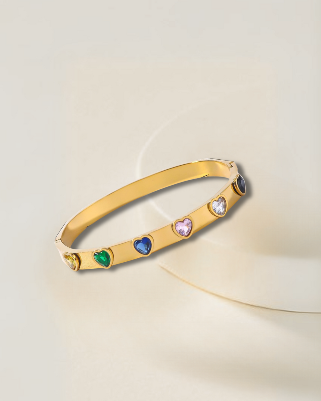 Golden Heart Gemstone Bangle Bracelet