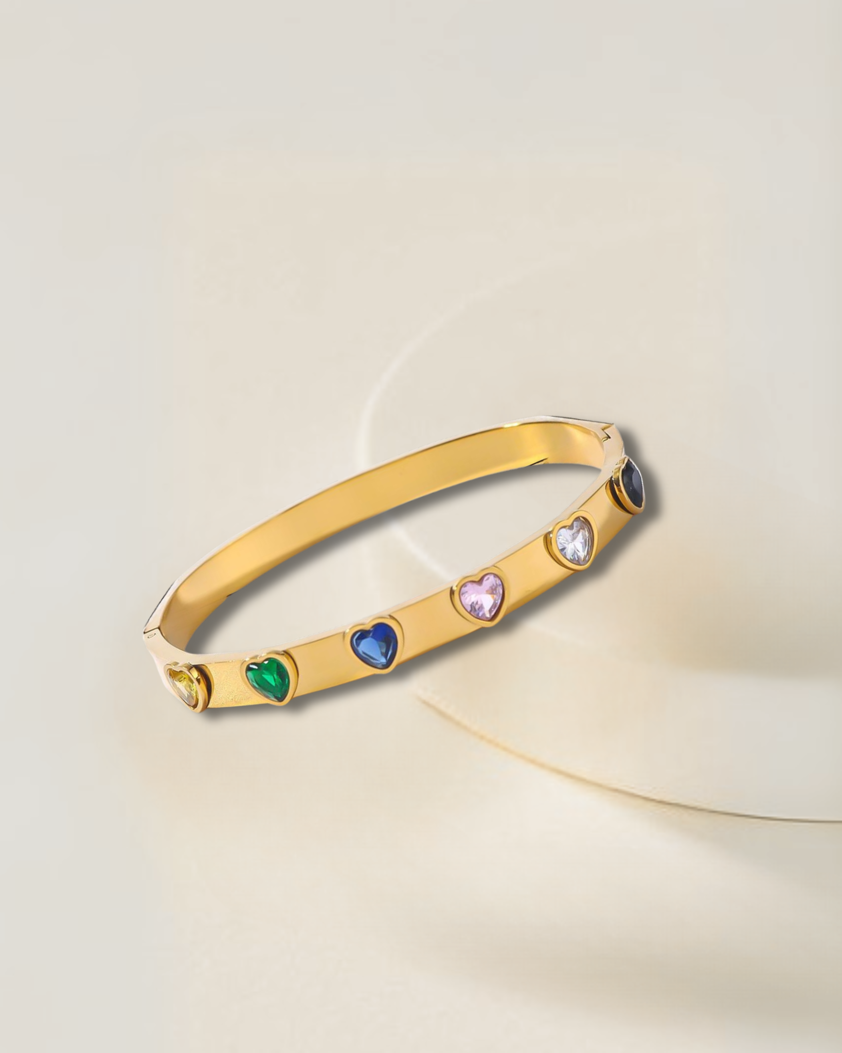 Golden Heart Gemstone Bangle Bracelet