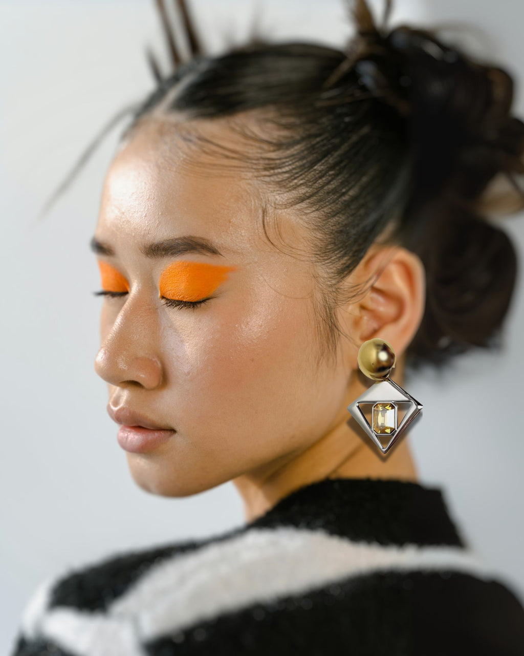 Modern Geometric Gemstone Dangle Earrings