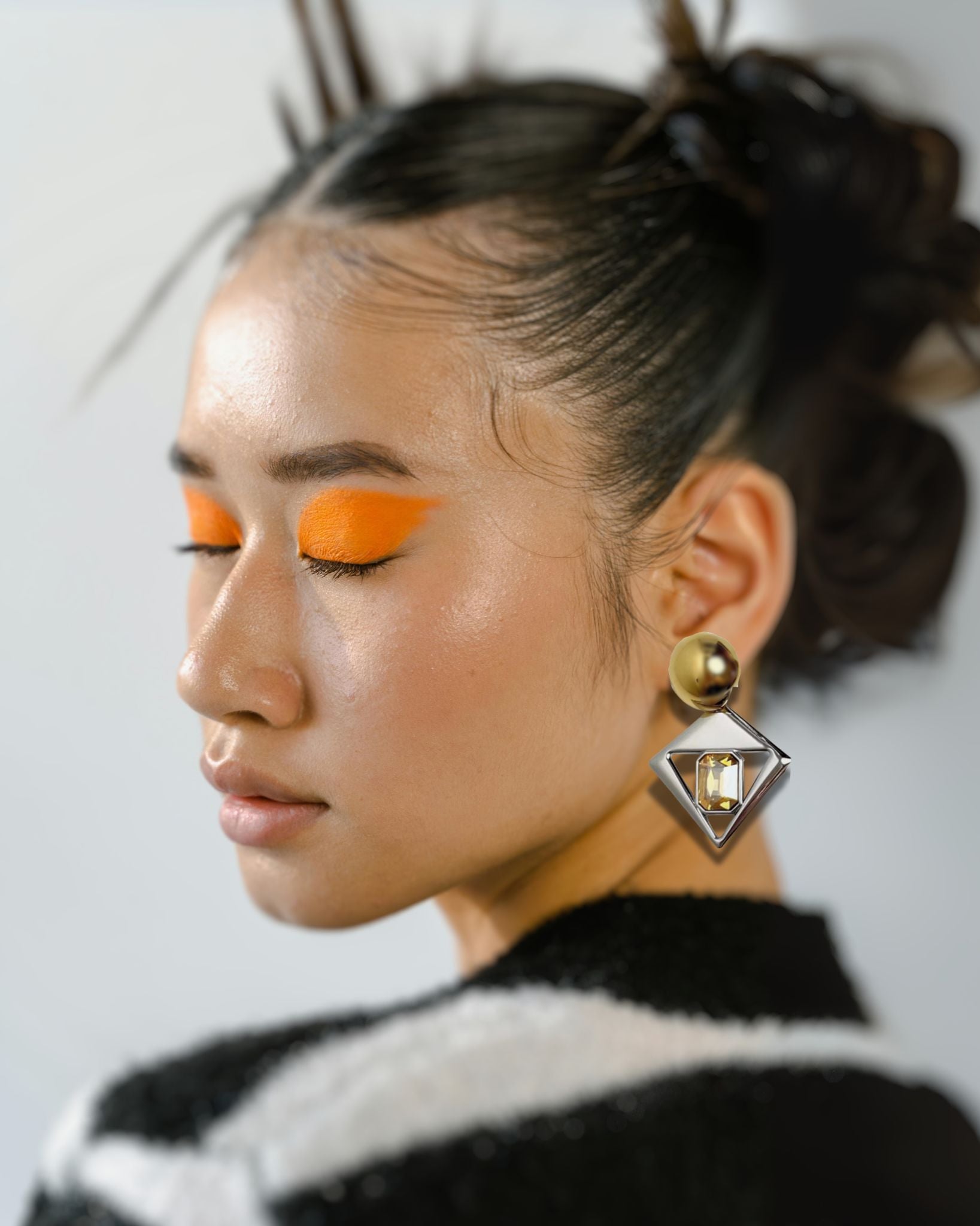 Modern Geometric Gemstone Dangle Earrings