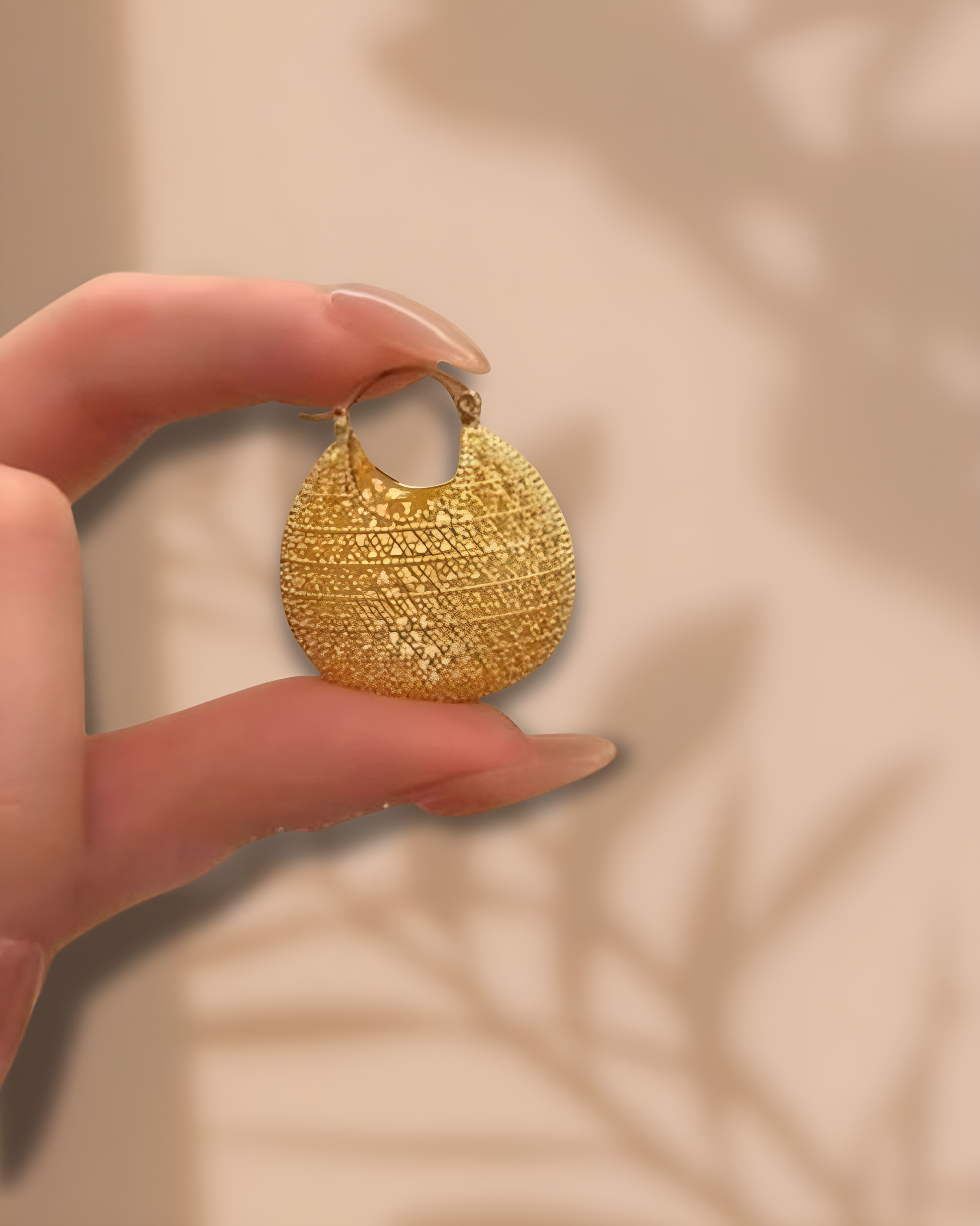 Exotic Textured Gold Dome Hoop Earrings