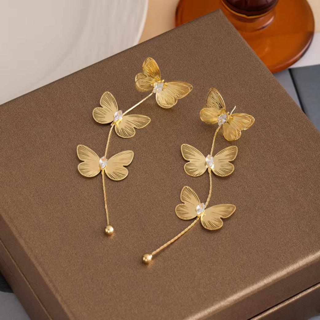 Enchanting Cascading Butterfly Dangle Earrings