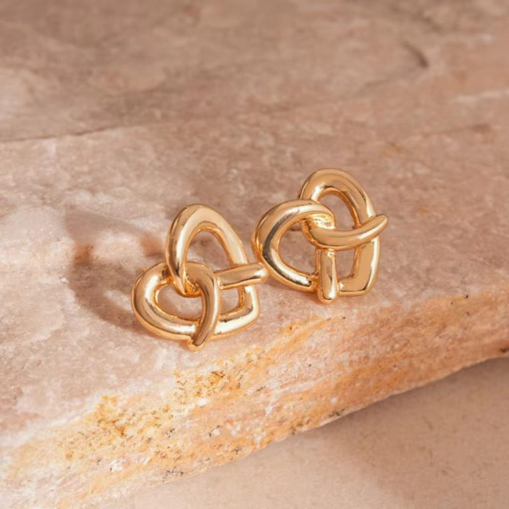 Charming Intertwined Heart Stud Earrings