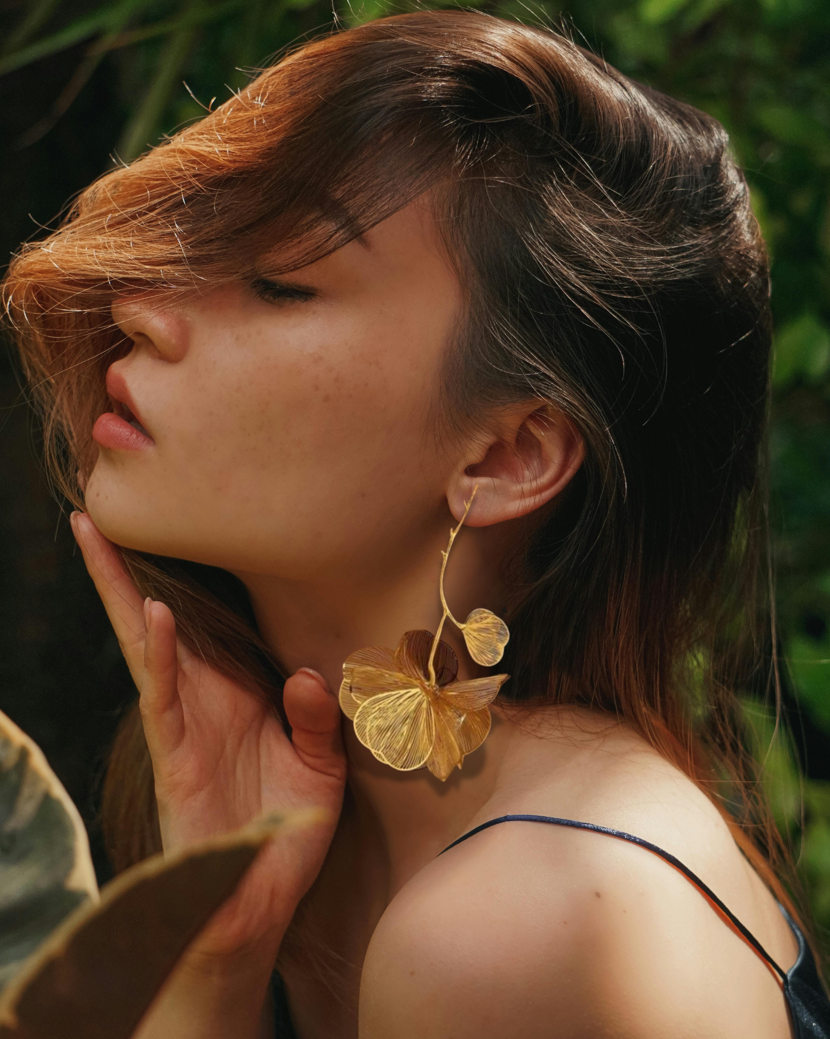 Golden Ginkgo Leaf Branch Earrings