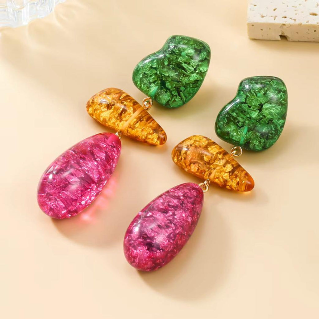Vibrant Tri-Tone Drop Earrings
