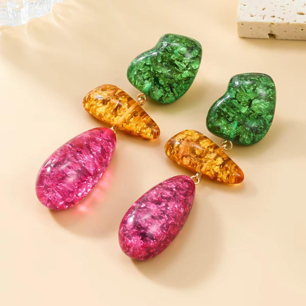Vibrant Tri-Tone Drop Earrings