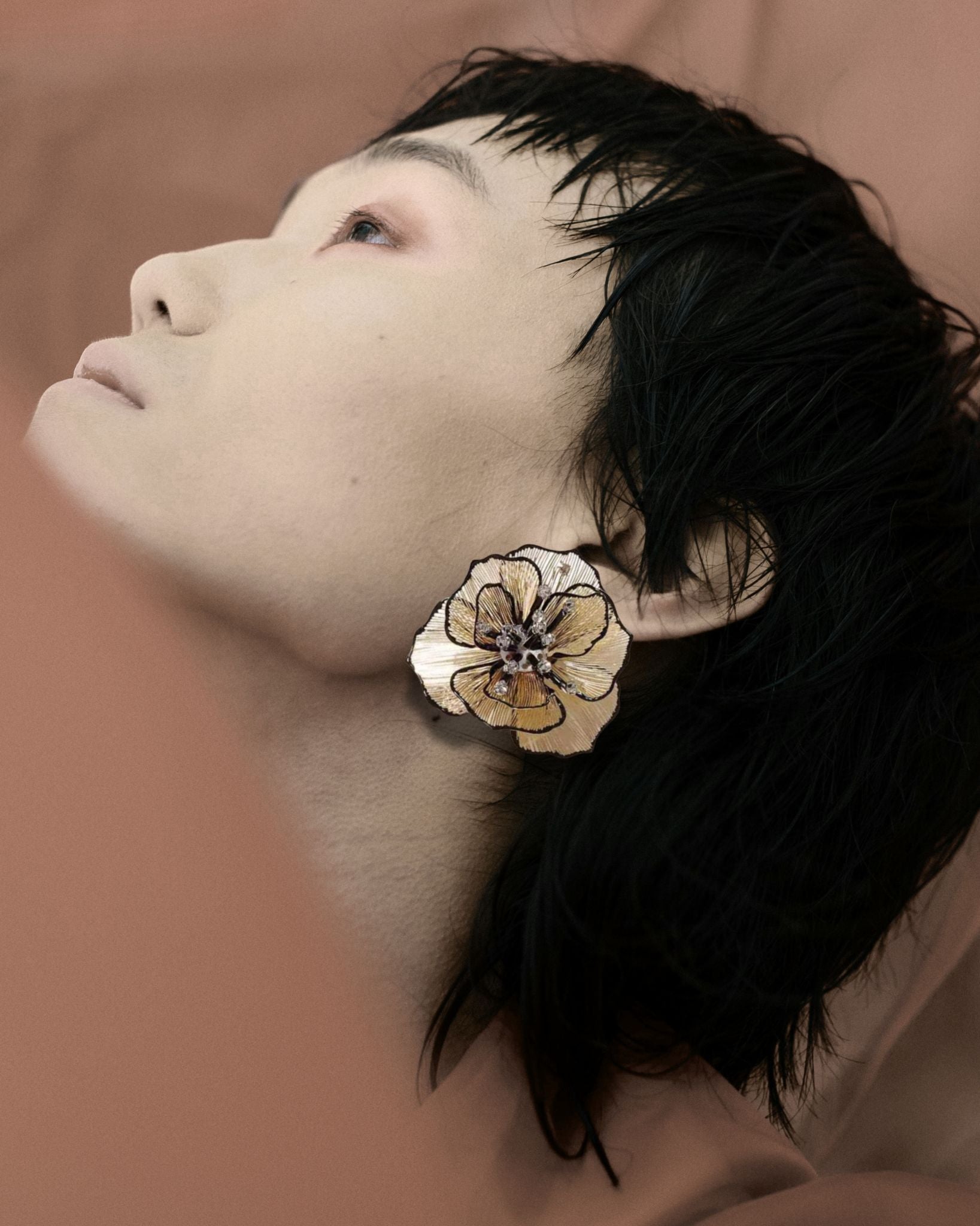 Golden Radiance Floral Statement Earrings