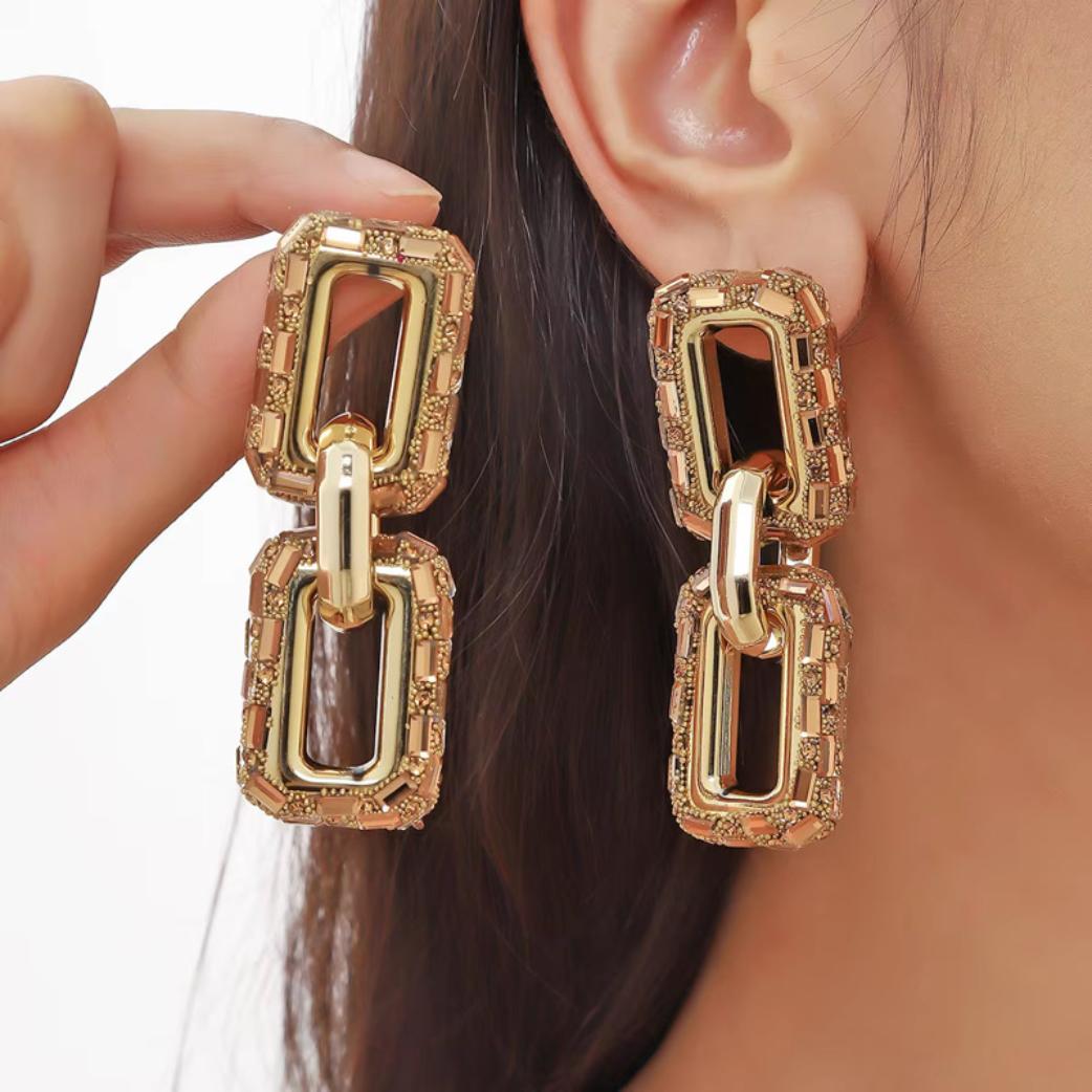 Geometric Grandeur Double Link Statement Earrings