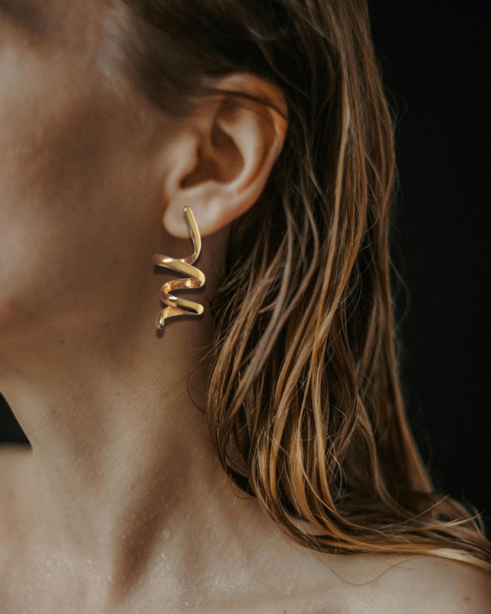 Spiral Gold Statement Earrings