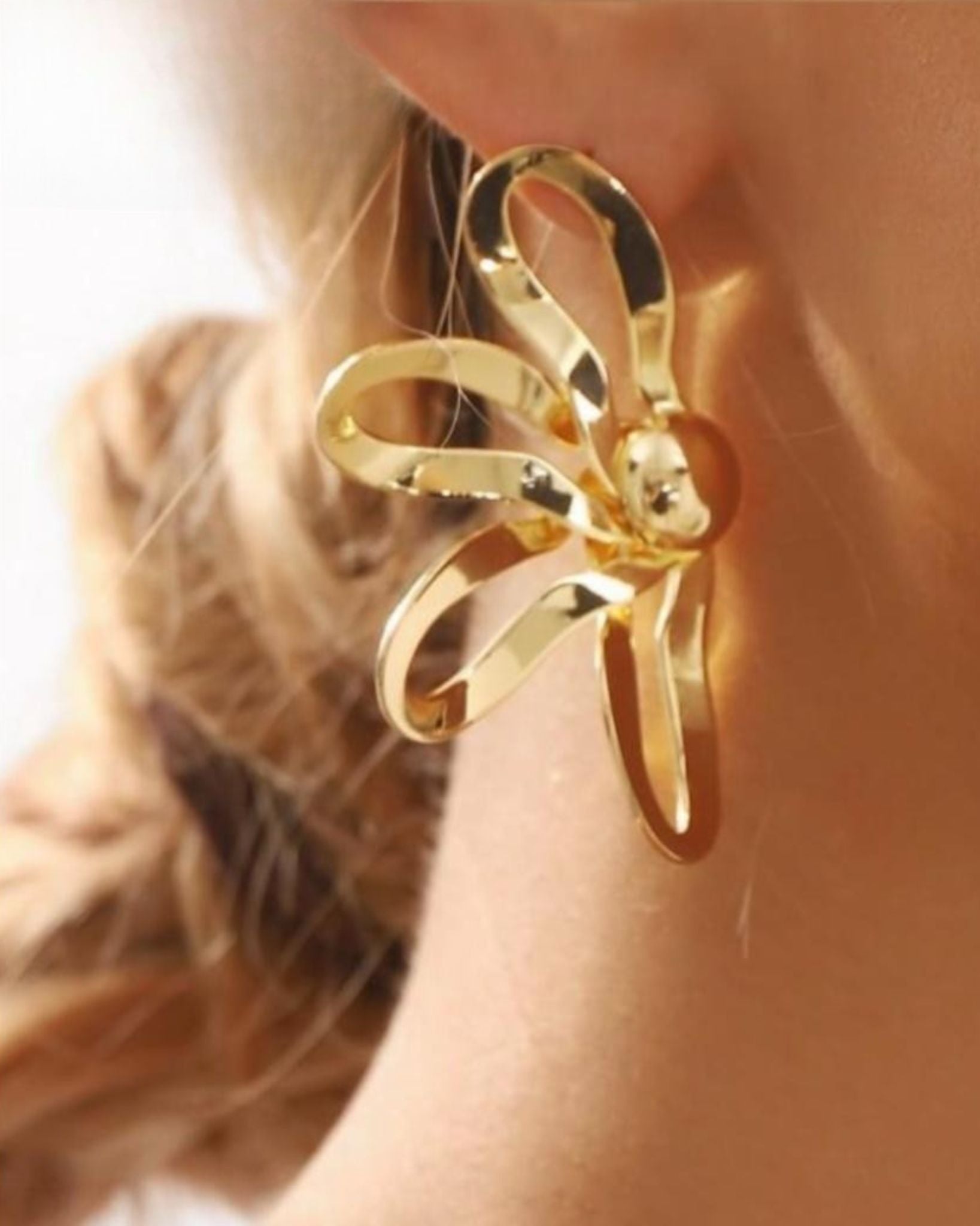 Abstract Petal Gold Statement Studs