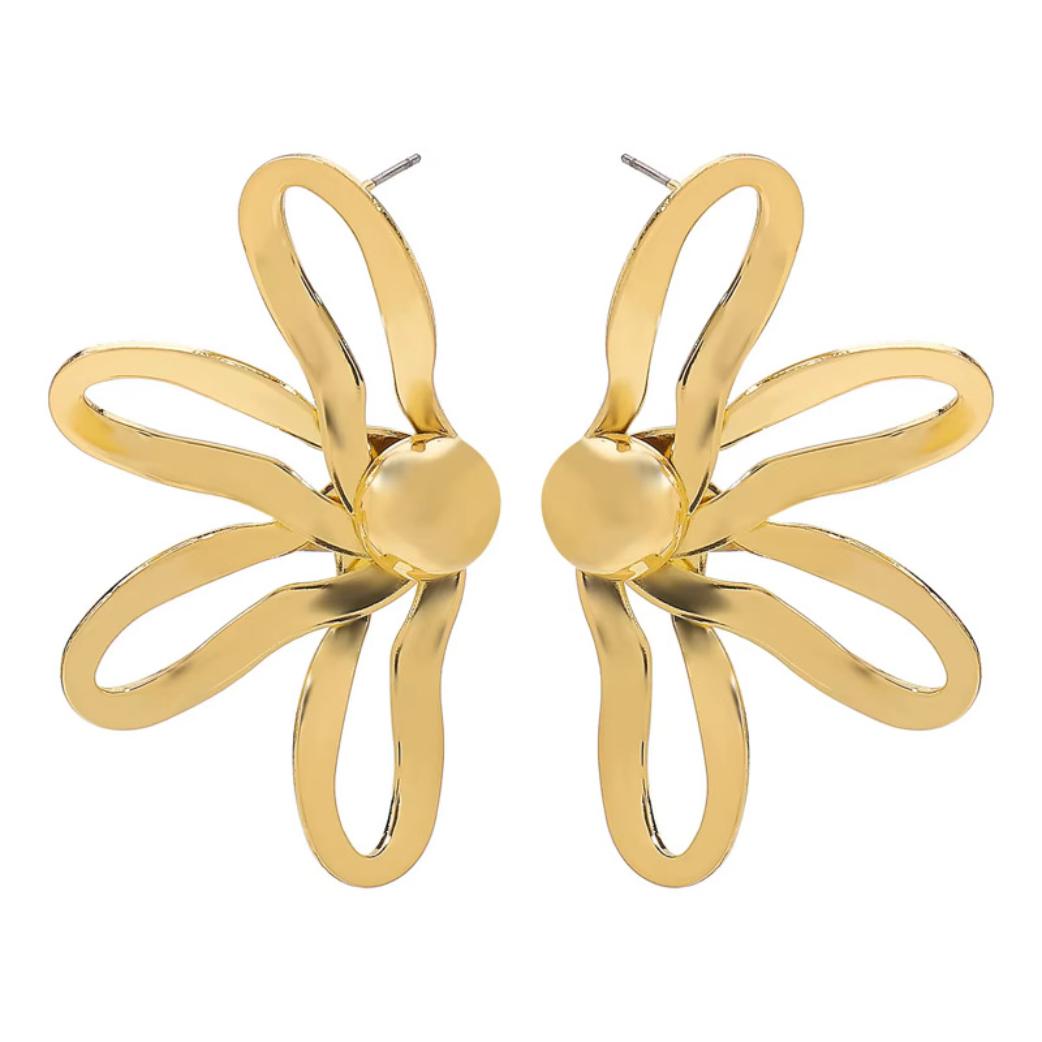 Abstract Petal Gold Statement Studs