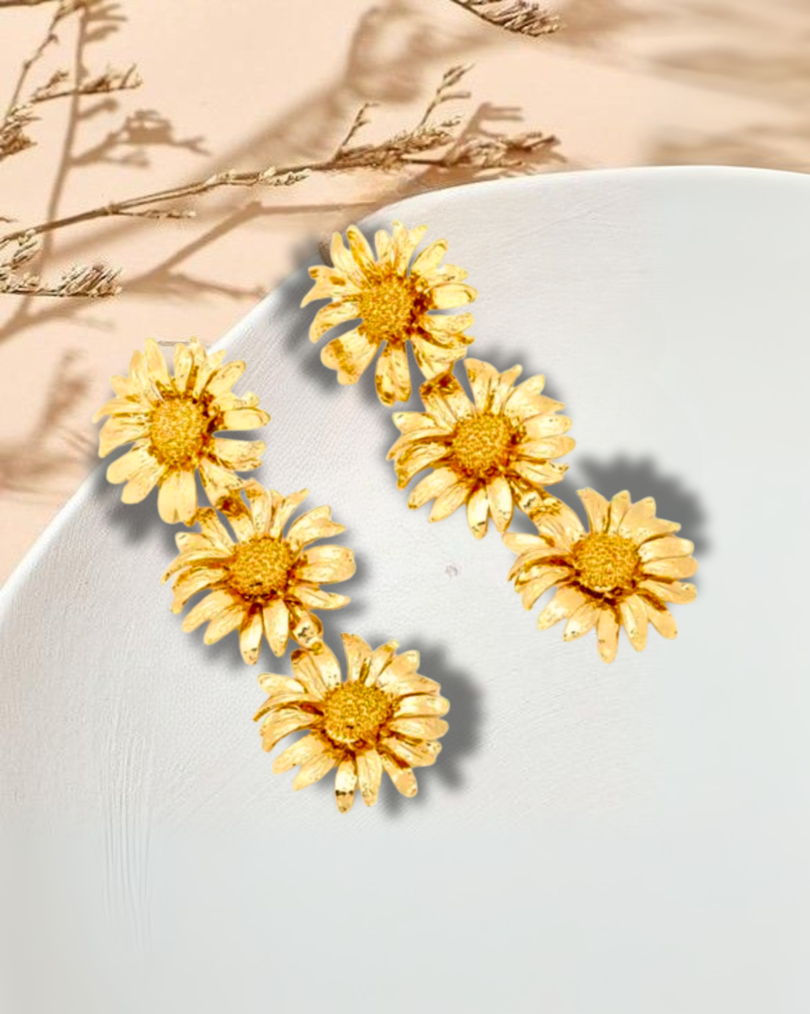 Golden Daisy Drop Earrings