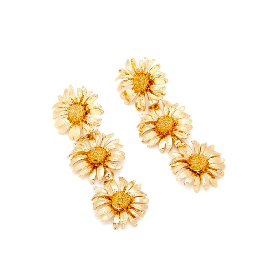 Golden Daisy Drop Earrings