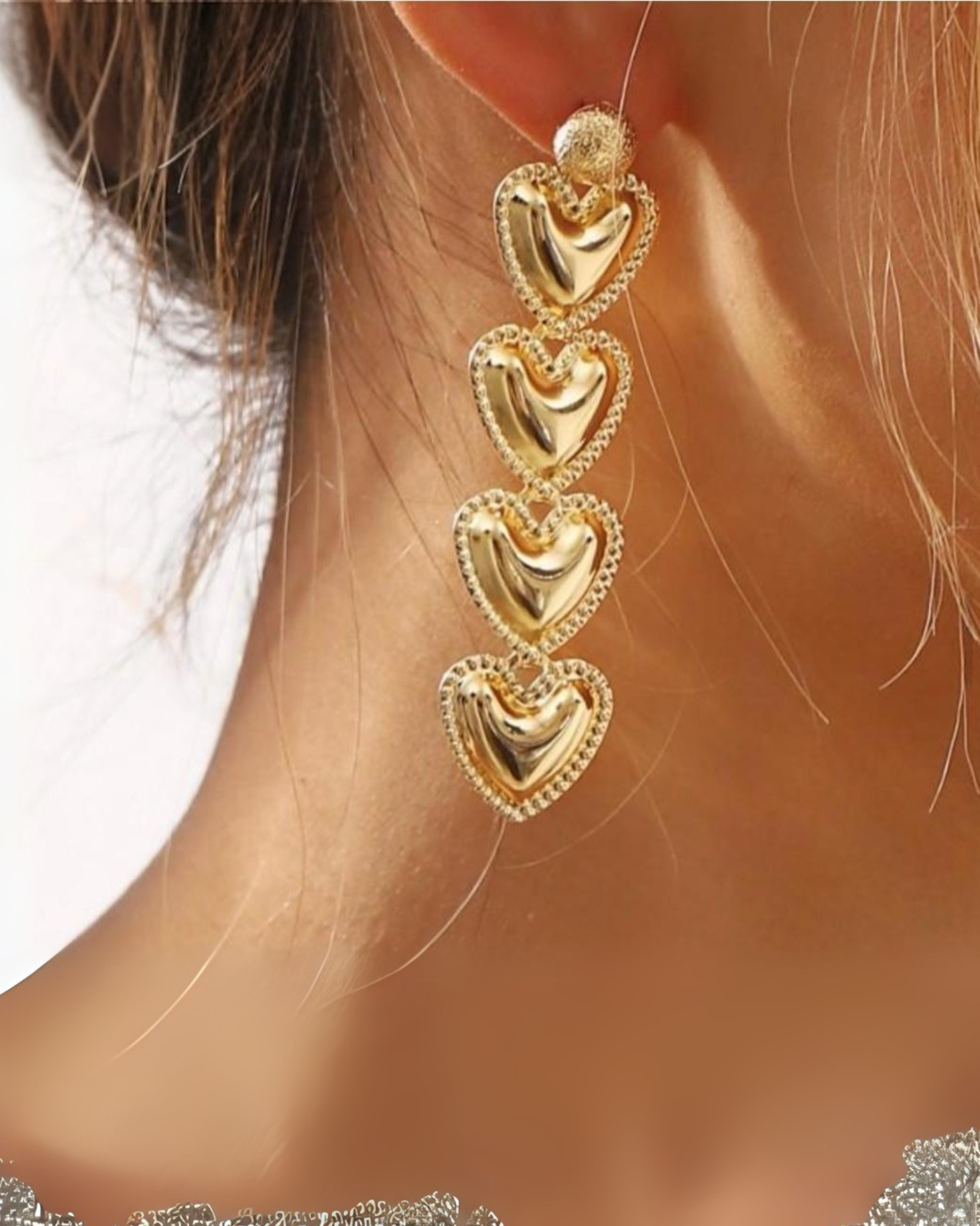 Golden Heart Cascade Earrings