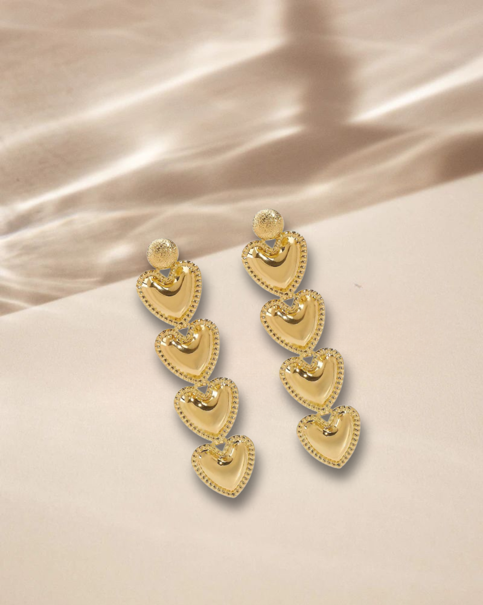 Golden Heart Cascade Earrings