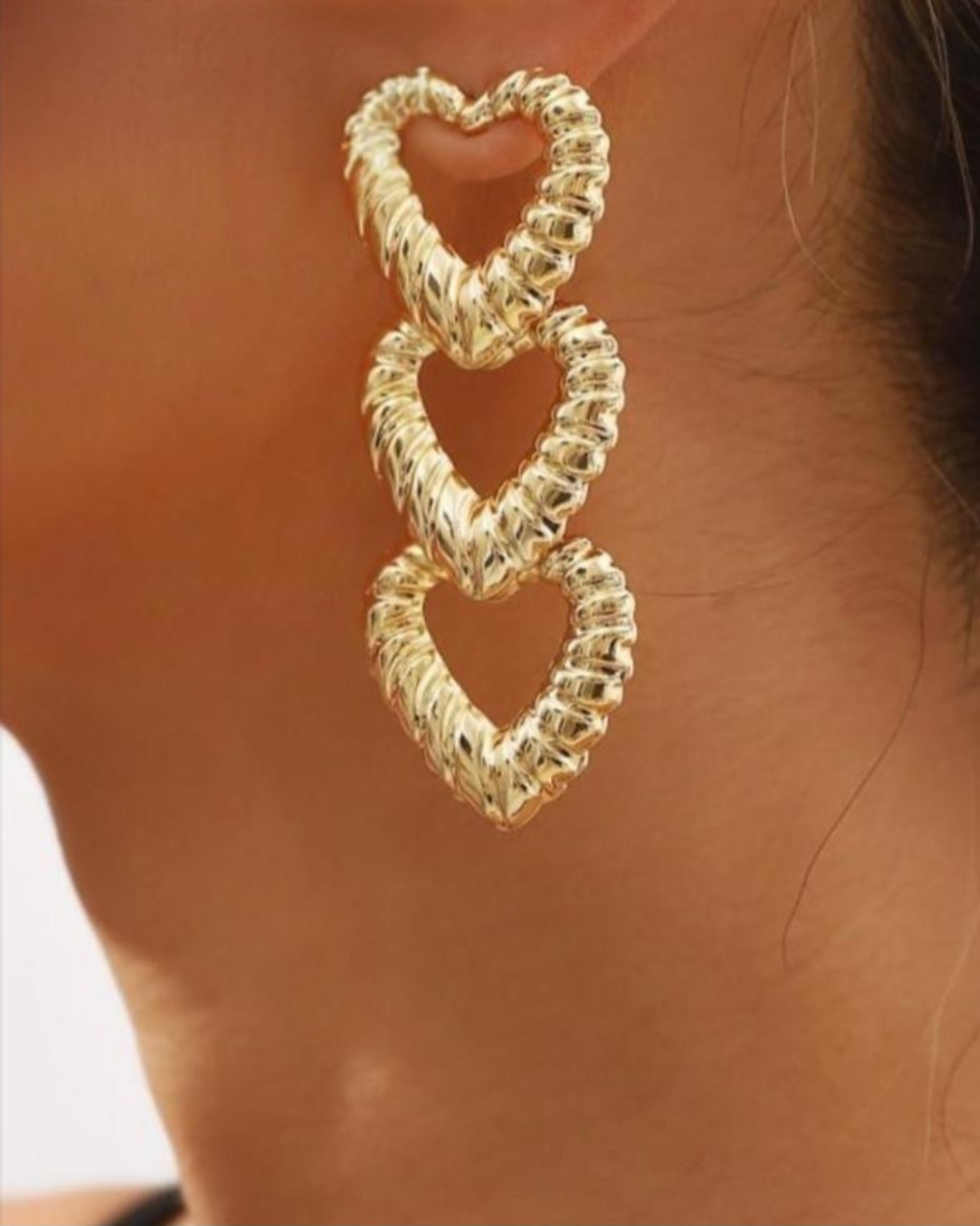 Golden Heart Cascade Earrings