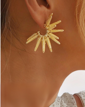 Golden Sunburst Statement Earrings
