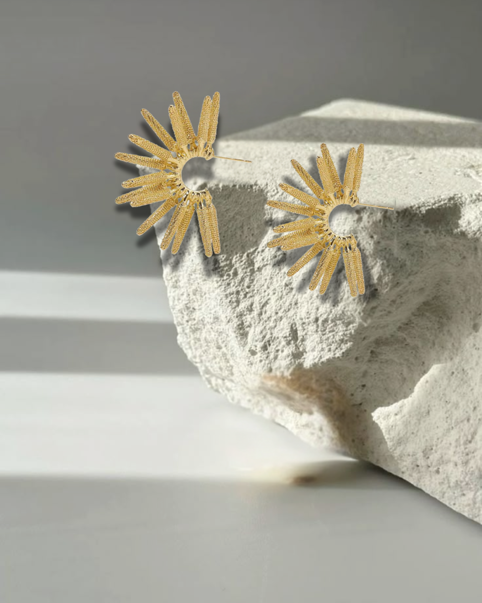 Golden Sunburst Statement Earrings