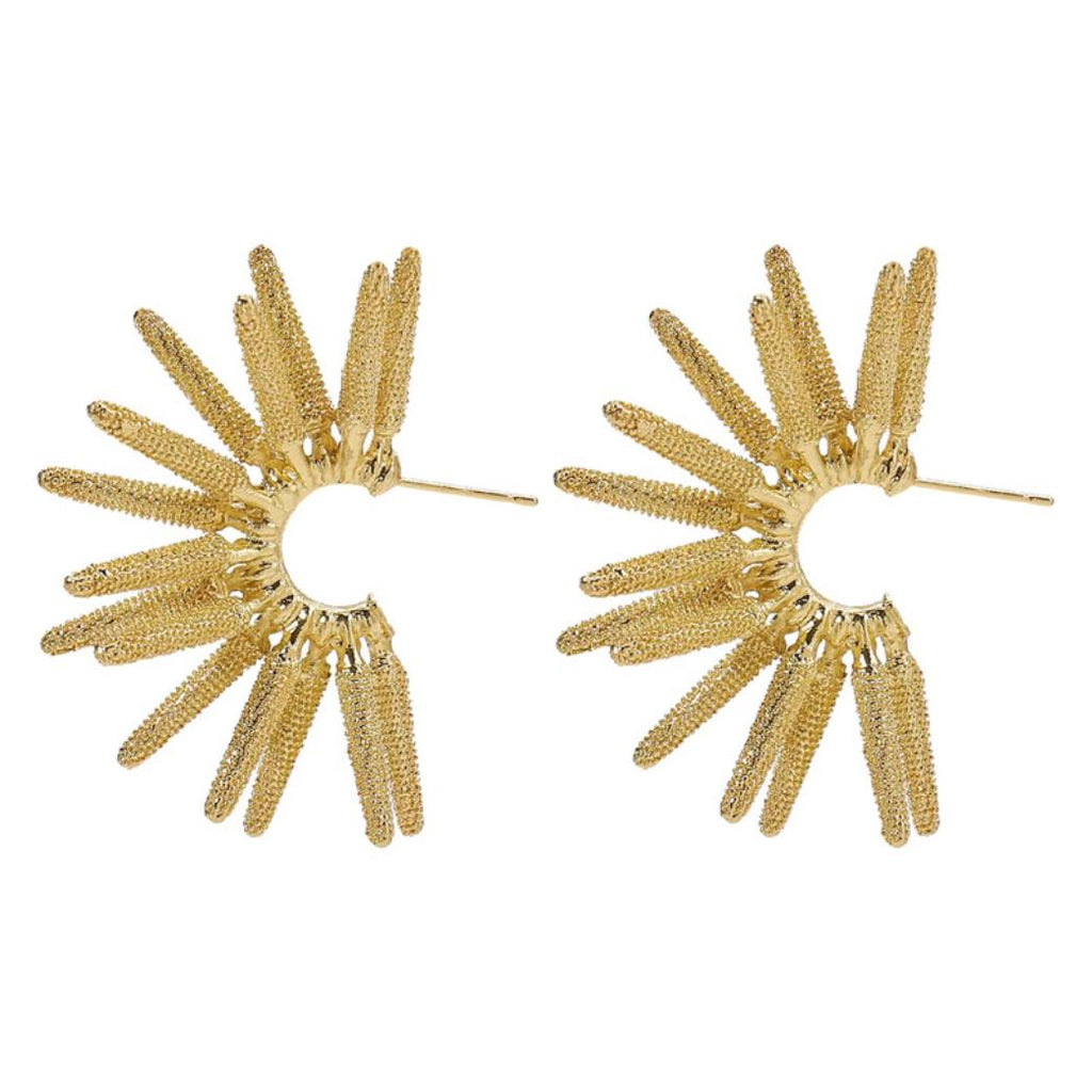 Golden Sunburst Statement Earrings