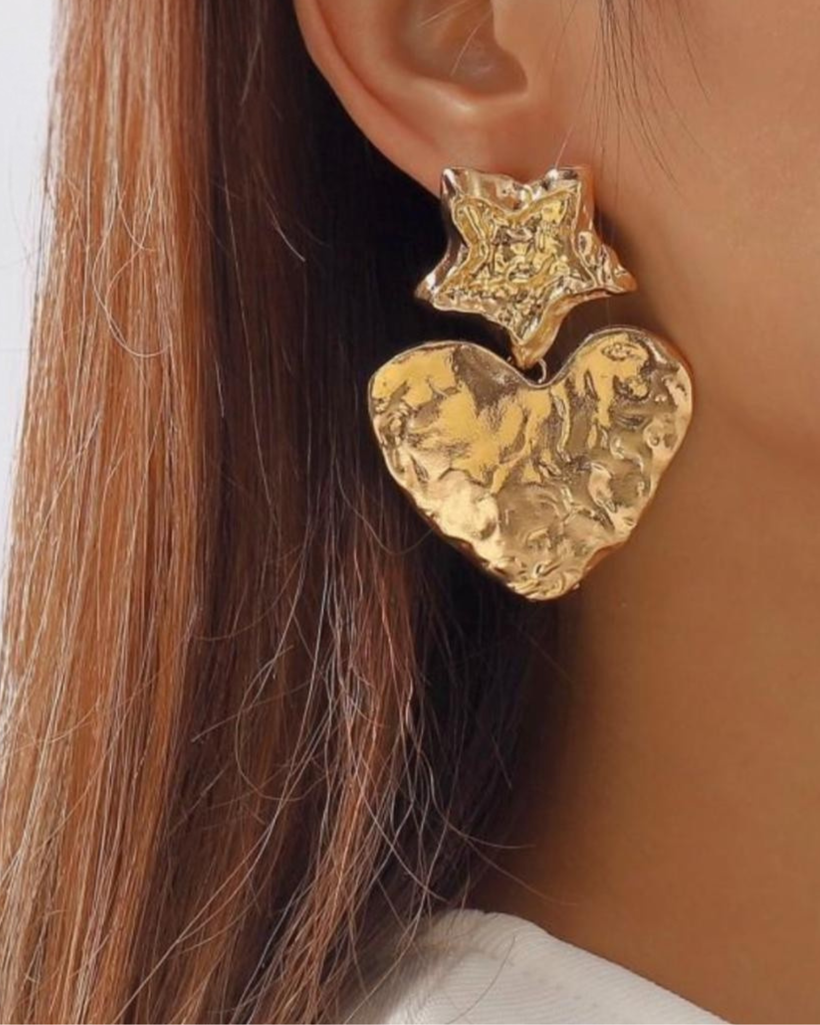 Golden Star and Heart Drop Earrings