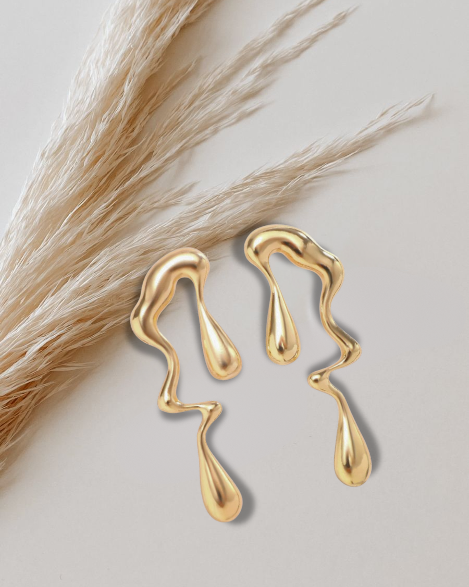 Melted Gold Abstract Drip Earrings