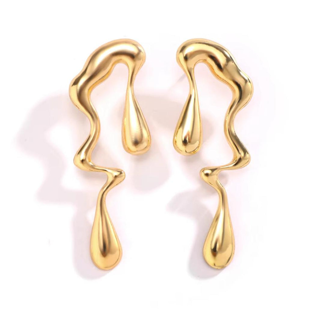 Melted Gold Abstract Drip Earrings