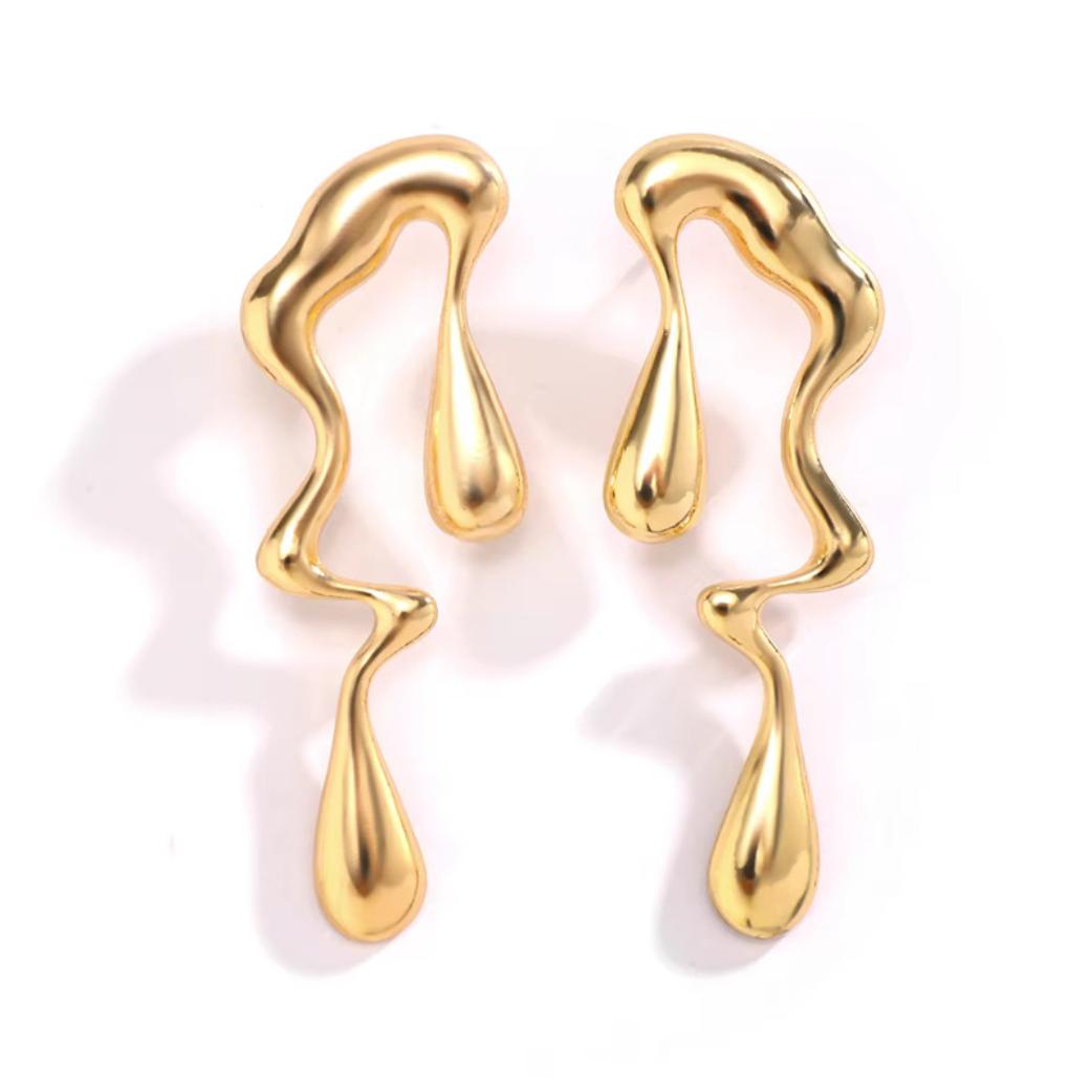 Melted Gold Abstract Drip Earrings