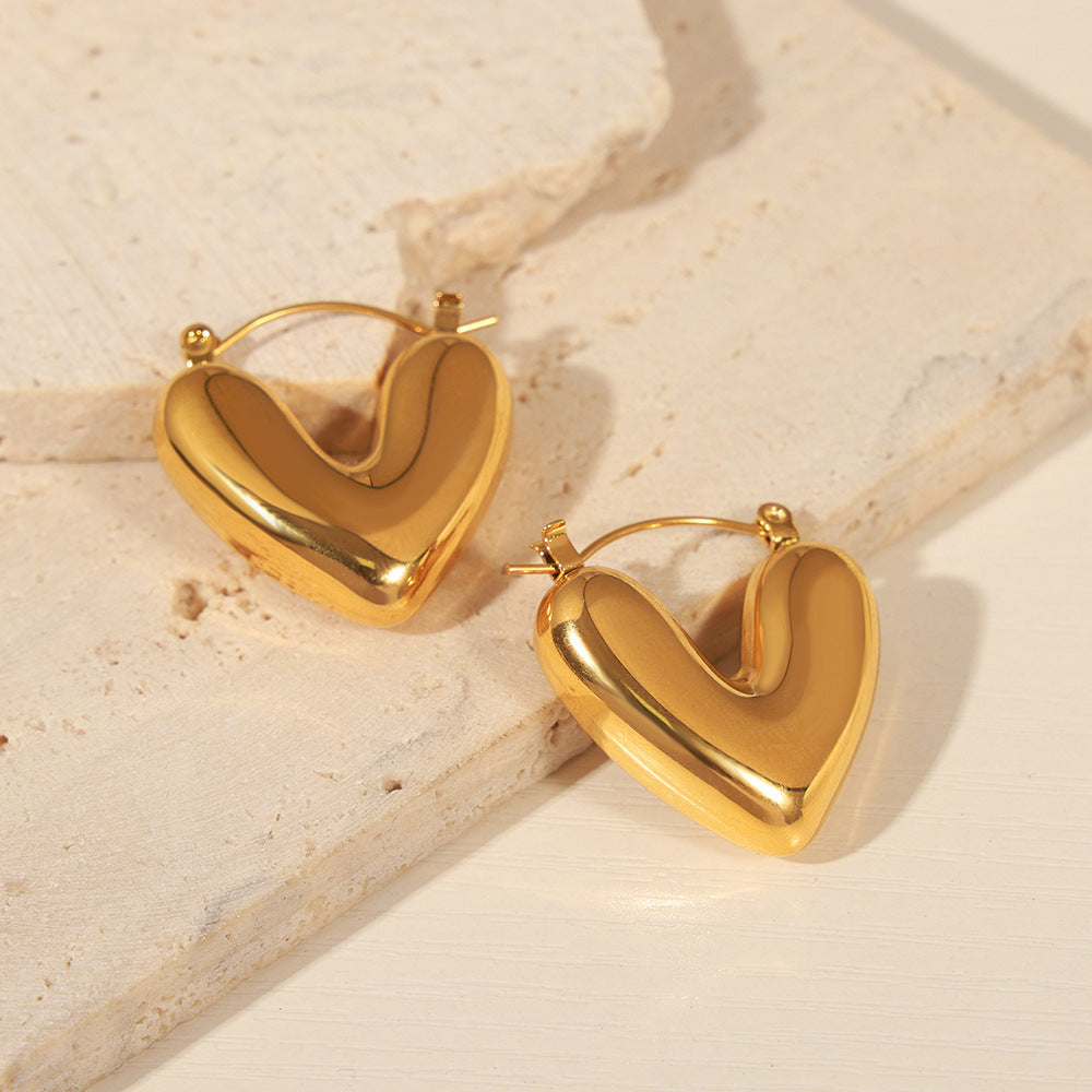 Puffy Heart Hoop Earrings