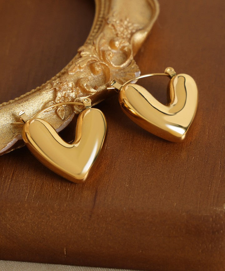 Puffy Heart Hoop Earrings