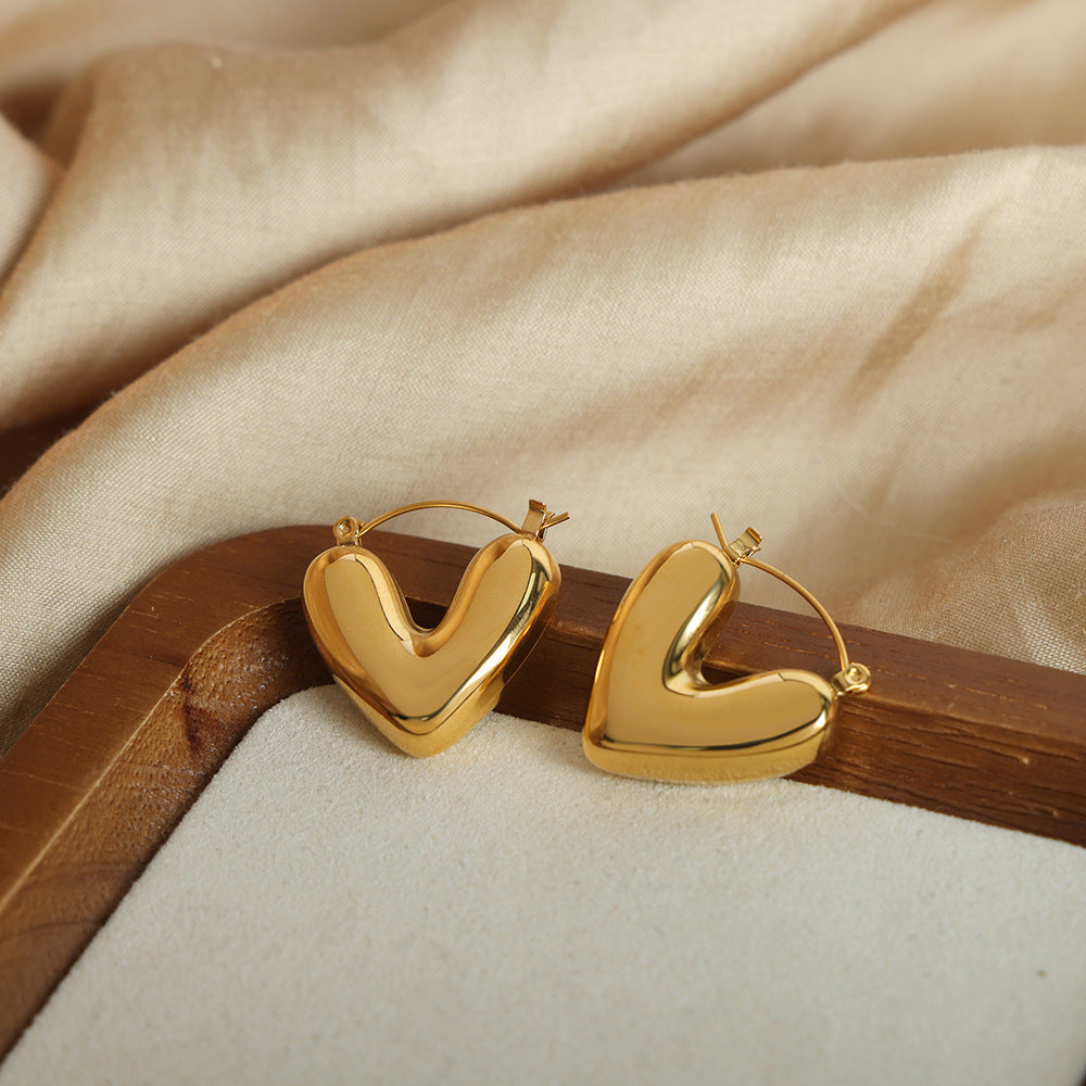 Puffy Heart Hoop Earrings