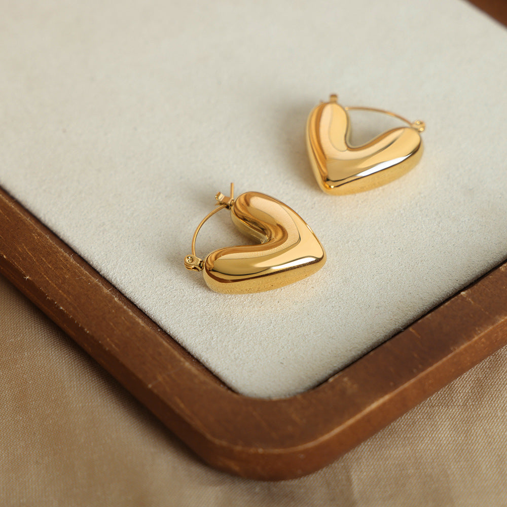 Puffy Heart Hoop Earrings