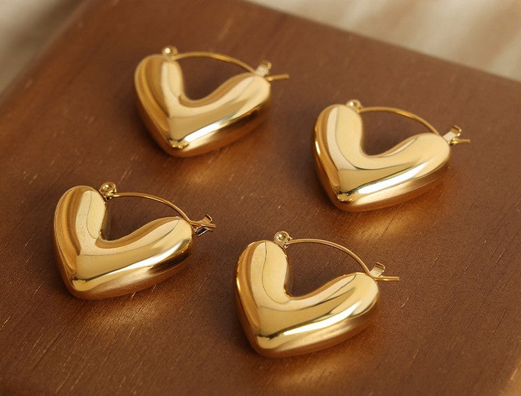 Puffy Heart Hoop Earrings