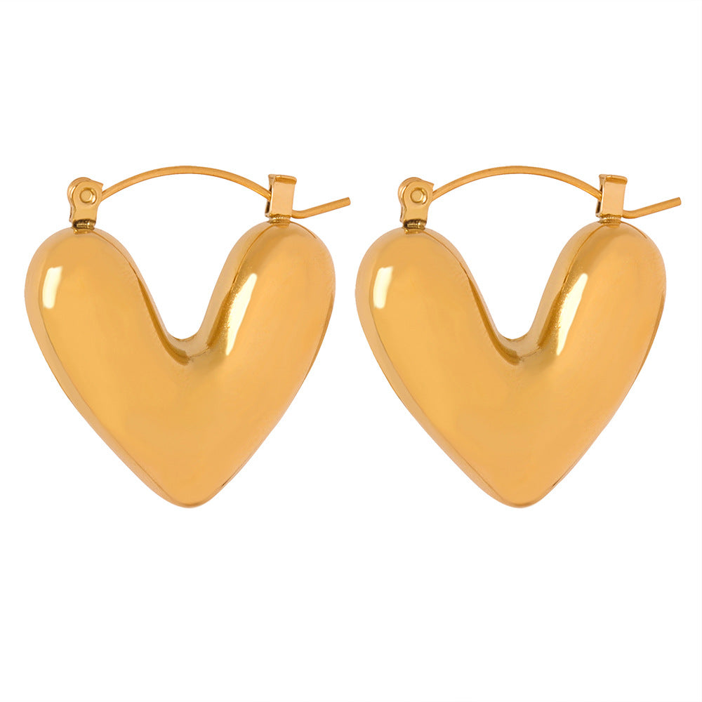 Puffy Heart Hoop Earrings