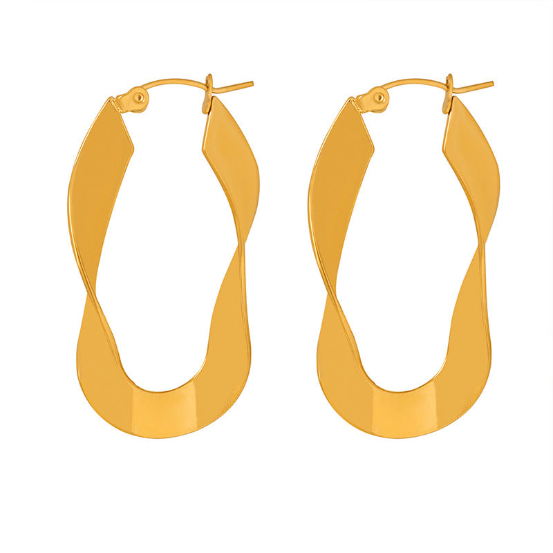 Glamorous Twisted Oval Hoop Earrings