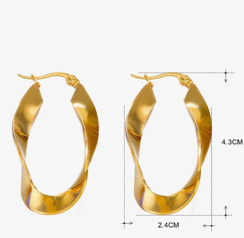 Glamorous Twisted Oval Hoop Earrings