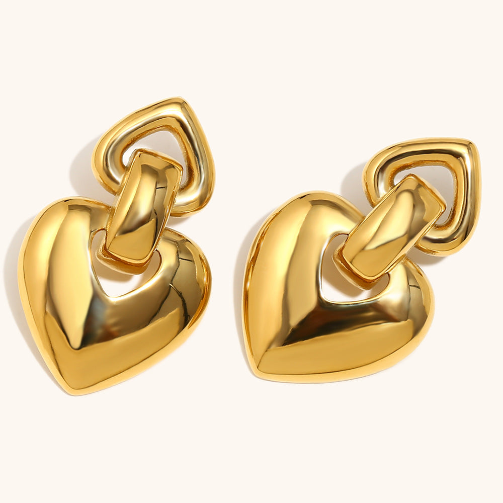 Romantic Golden Heart Dangle Earrings