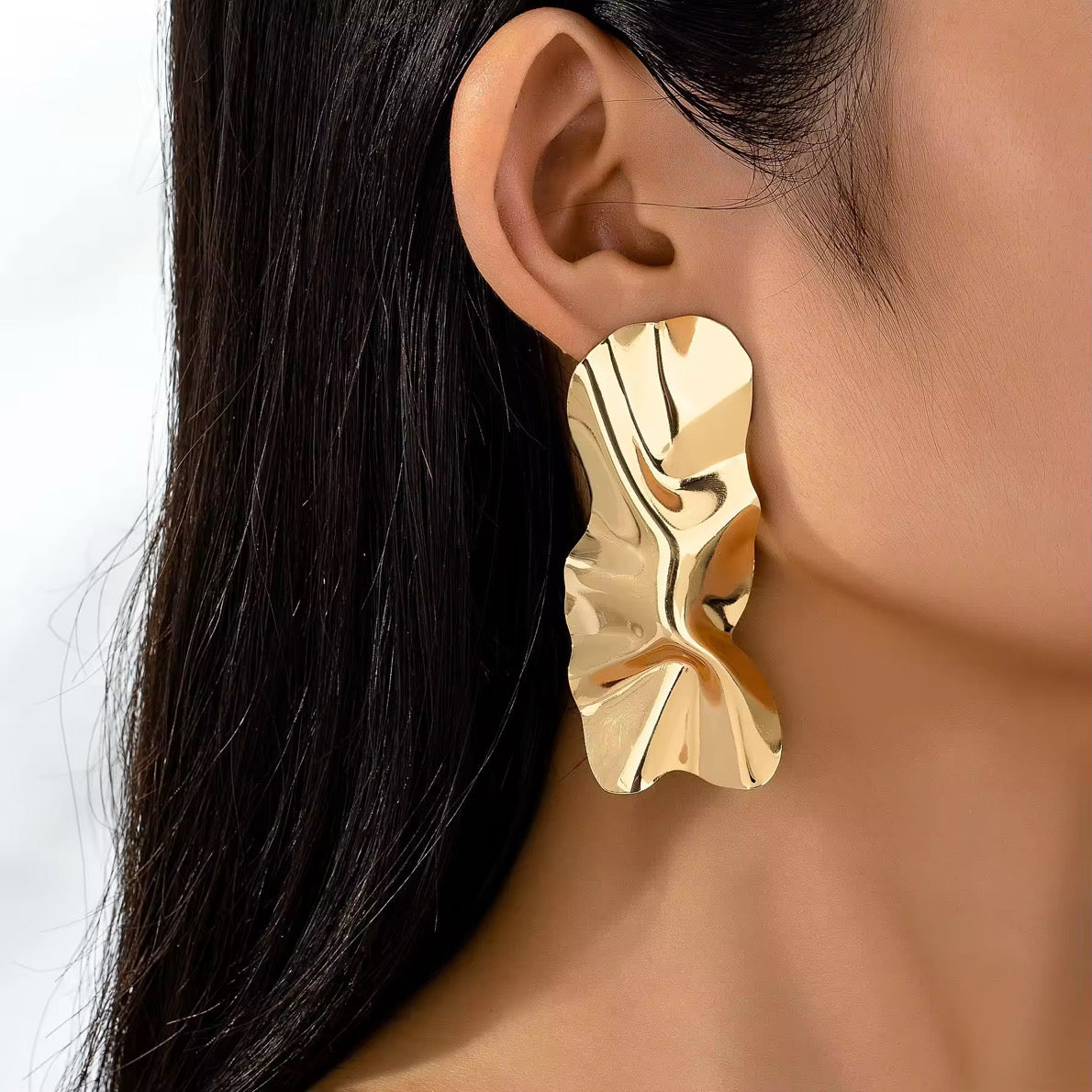 Golden Ripple Statement Earrings