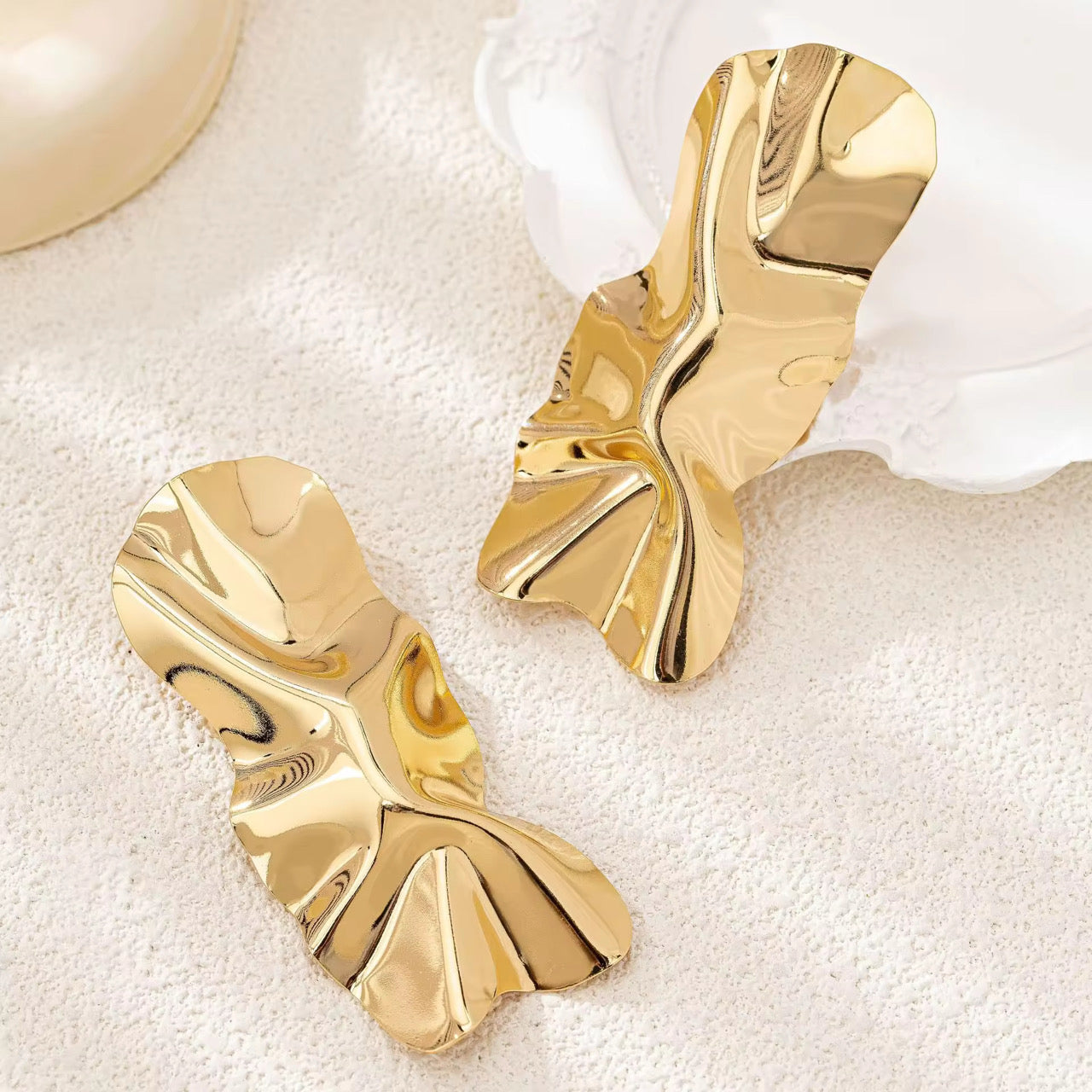 Golden Ripple Statement Earrings