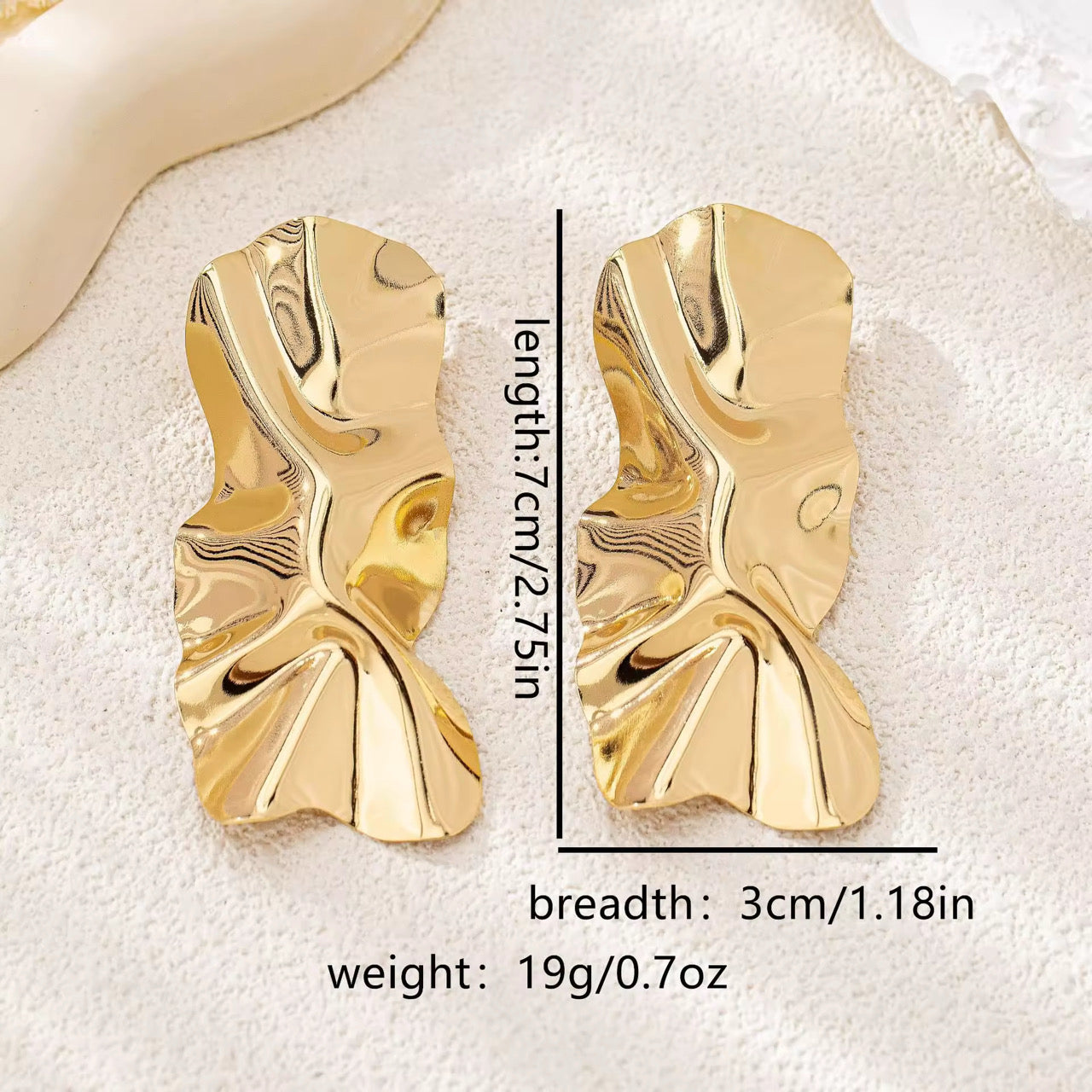 Golden Ripple Statement Earrings