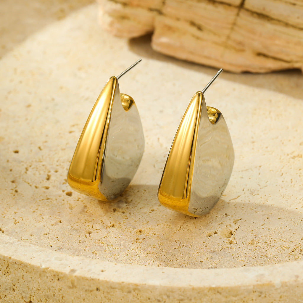 Two-Tone Puffed Stud Earrings