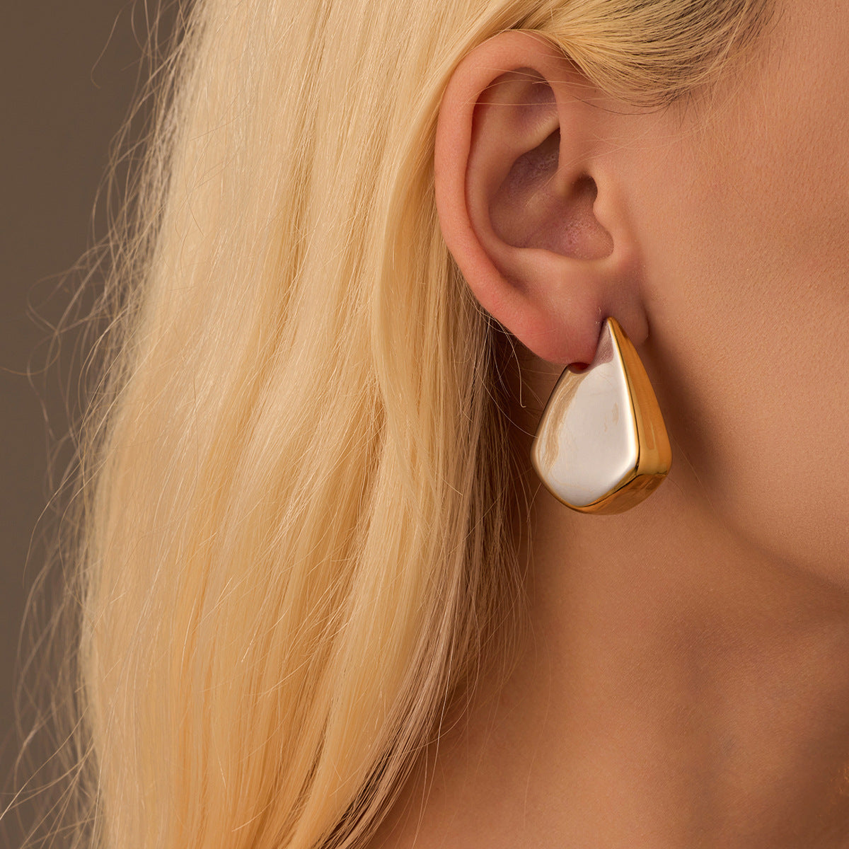 Two-Tone Puffed Stud Earrings