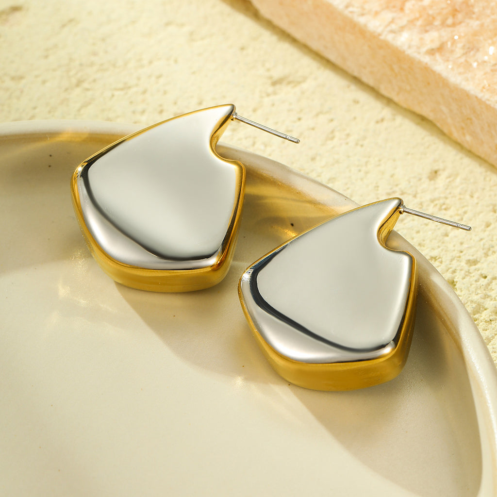 Two-Tone Puffed Stud Earrings