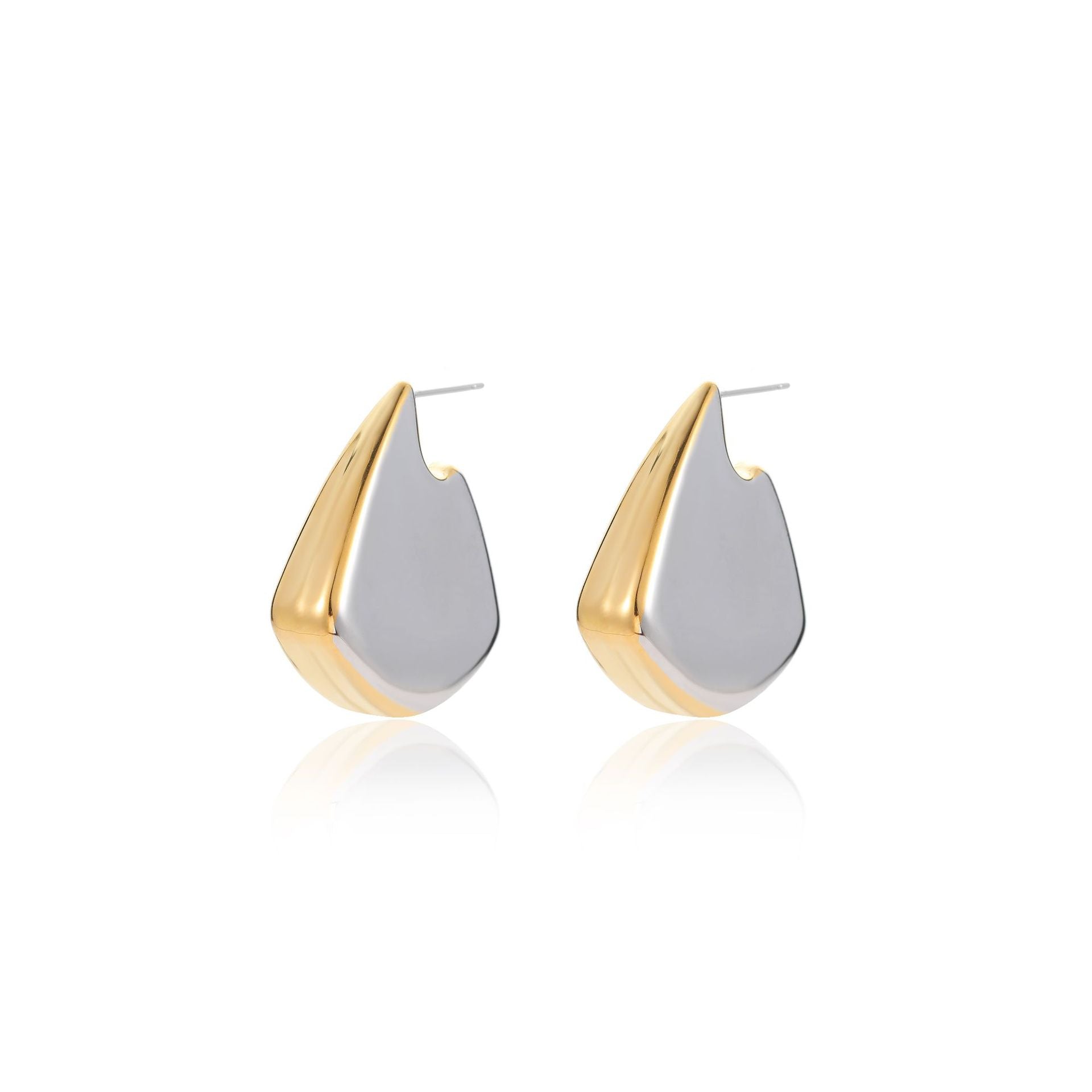 Two-Tone Puffed Stud Earrings