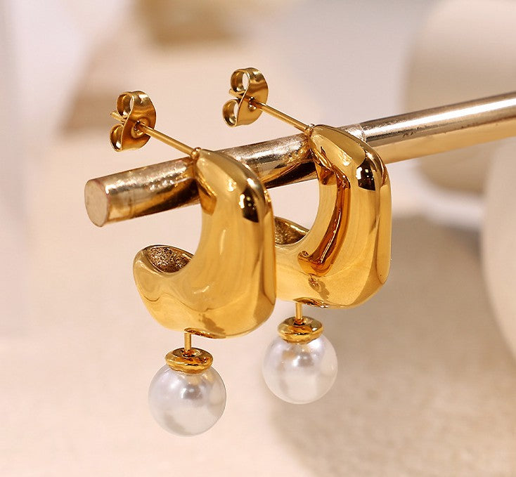 Radiant 3-in-1 Pearl Drop Hoop Earrings