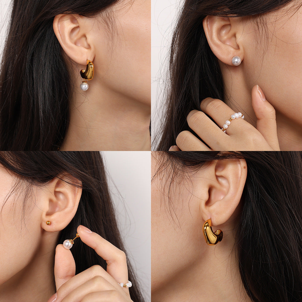 Radiant 3-in-1 Pearl Drop Hoop Earrings